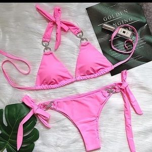 Bling Bikini Pink Barbie Girl CZ Stoneware With Padding NEW